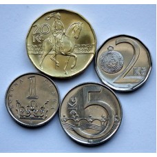 Zestaw monet czeskich 28 koron 4 szt