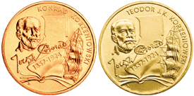 moneta 2 zł Korzeniowski w dwóch wersjach: Teodor i Konrad
